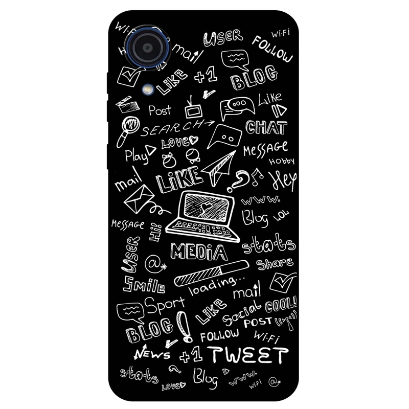 کاور مگافون طرح رسانه های اجتماعی مدل 1898 مناسب برای گوشی موبایل سامسونگ Galaxy A03 Core         