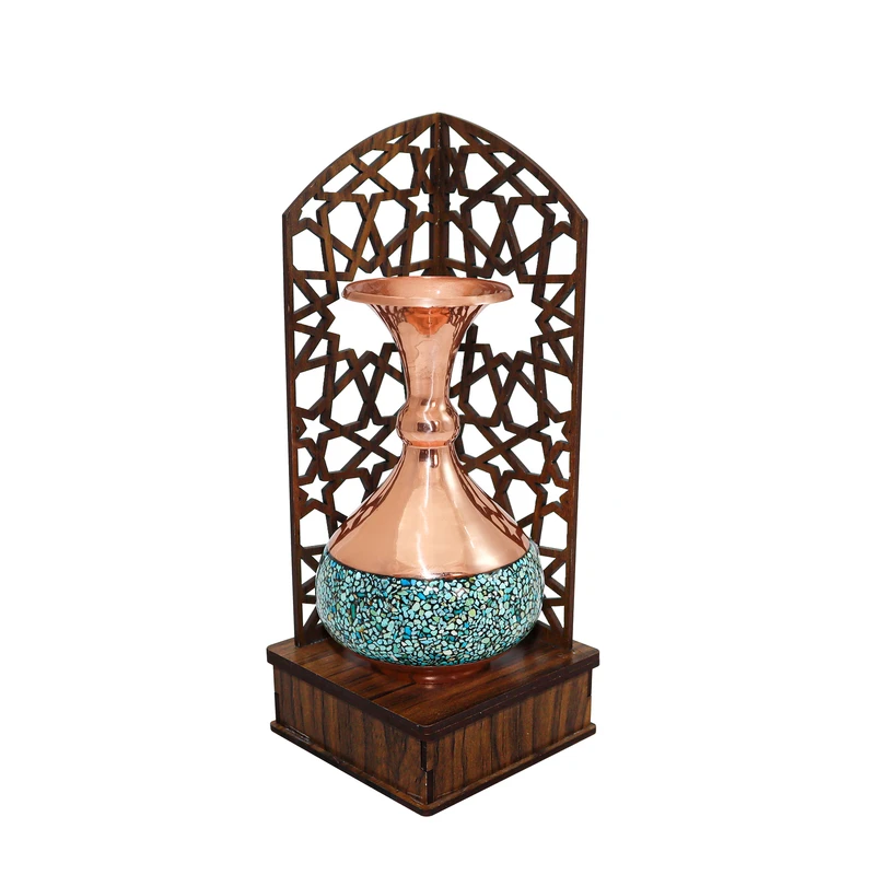 گلدان فیروزه کوبی مسی صنایع دستی فاخر مدل هدیه طرح سنتی کد 13pack22turnip