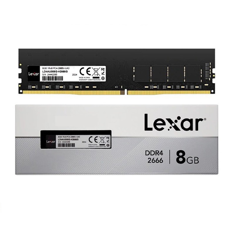 رم کامپیوتر لکسار DDR4، ظرفیت 8 گیگابایت تک کاناله مدل LD4AU08G UDIMM با فرکانس 2666 مگاهرتز و تایمینگ CL19