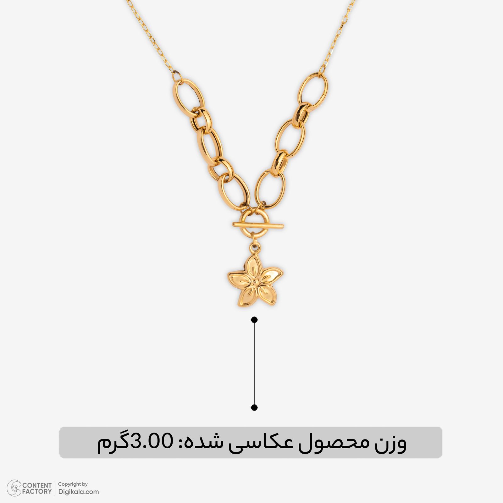 گردنبند طلا 18 عیار زنانه با زنجیر حلقه‌ای (فلامینگو) نگین مدل 136 -  - 6