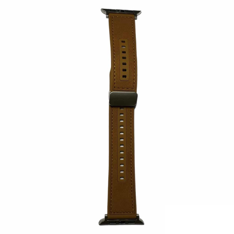 بند مسیر مدل Magnetic Leather Silicon مناسب برای اپل واچ سری 1/2/3/4/5/6/7/8/9/ SE / ULTRA / ULTRA 2 سایز 42/44/45/49 میلی متری
