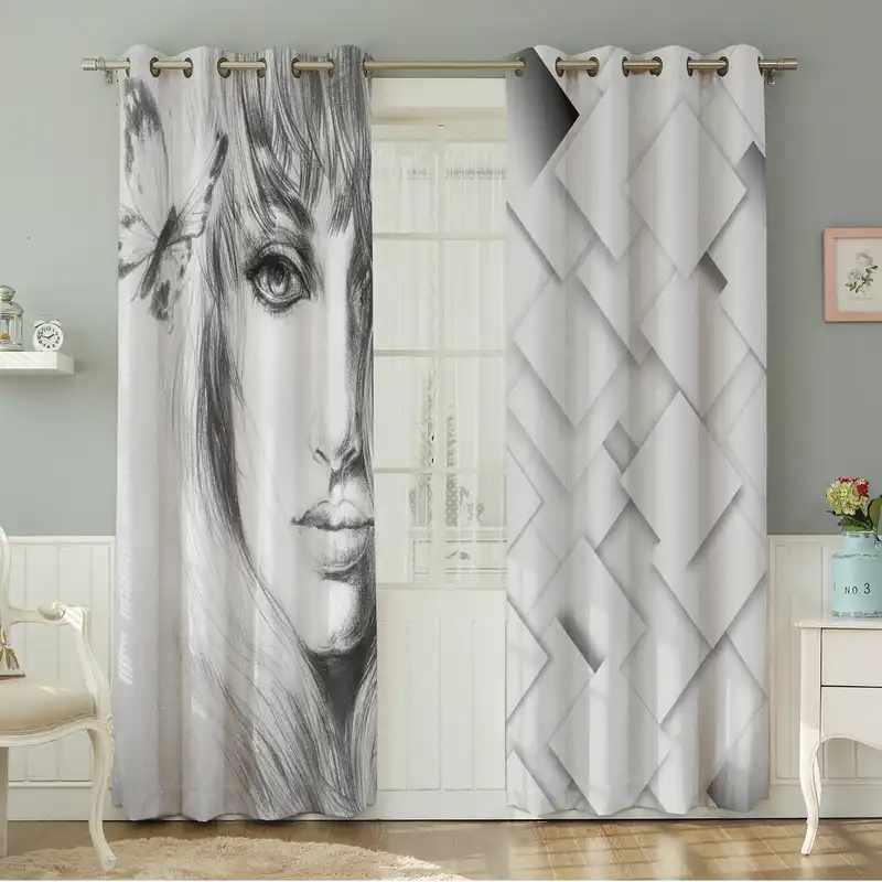 پرده نیروانا طرح چهره مدل مخمل کد 8726سایز 140×280 سانتی متر