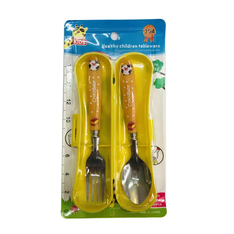 قاشق و چنگال کودک مدل Croco Baby طرح گاو
