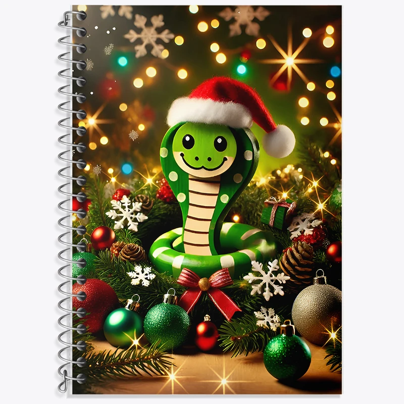 دفتر زبان 50 برگ خندالو مدل دو خط طرح سال مار 2025 میلادی کد F8056