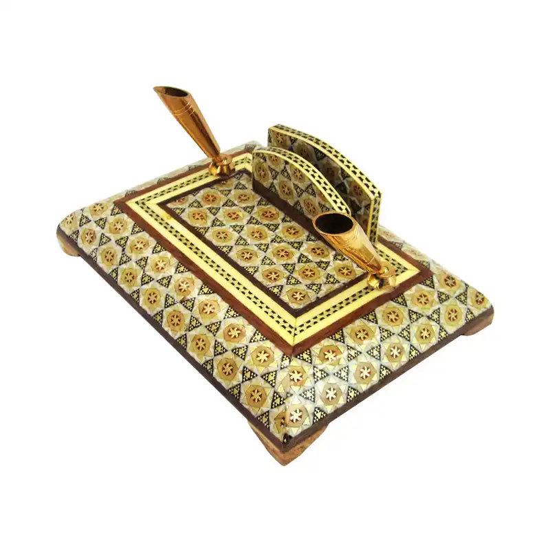 قلمدان خاتم کاری مدل دو قیف کد 1510-1