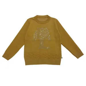 پلیور یقه گرد دخترانه مدل نگیندار درختی 4560