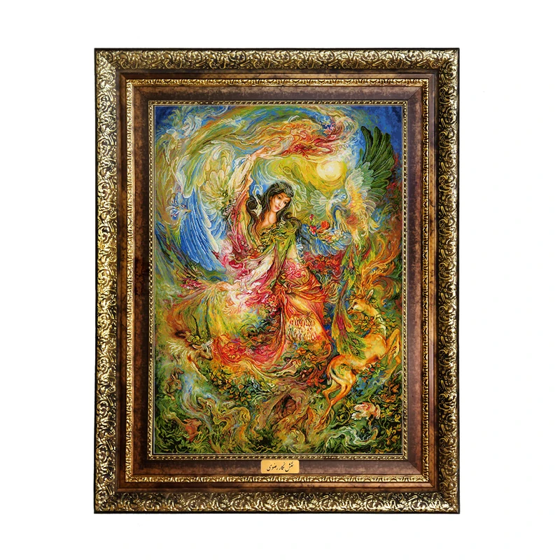 تابلو فرش ماشینی نقش نگار رضوی طرح مینیاتور کد 1517H