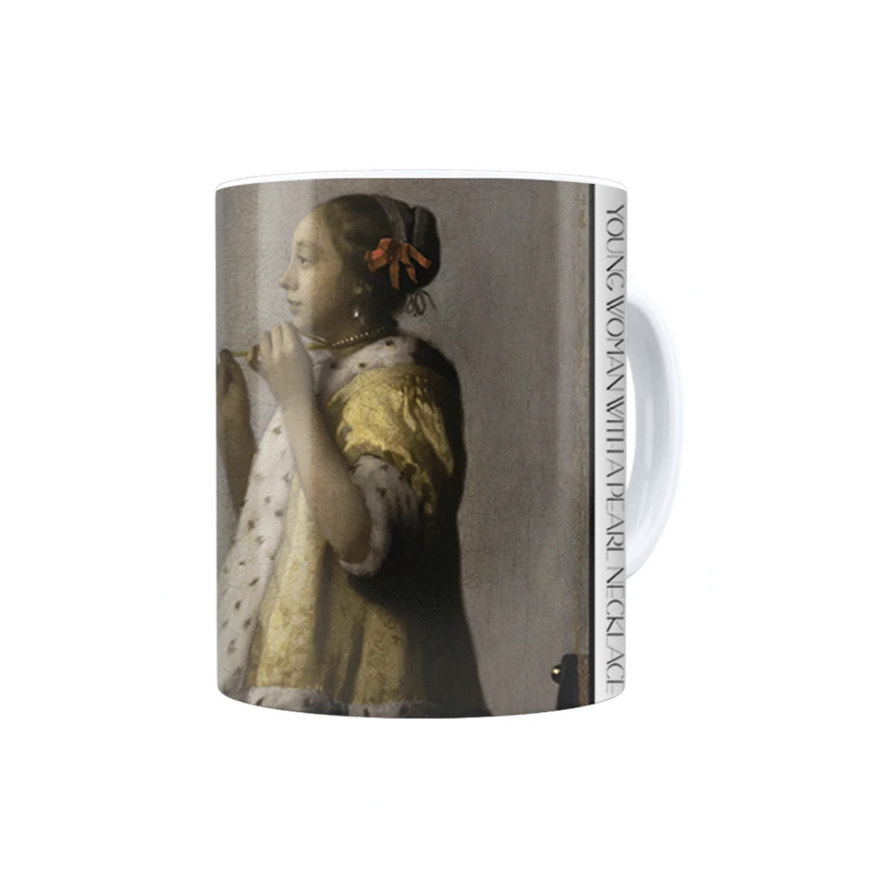 ماگ ترمه طراحان ایده مدل زن جوان با گردنبند مروارید از ورمر کد art0562