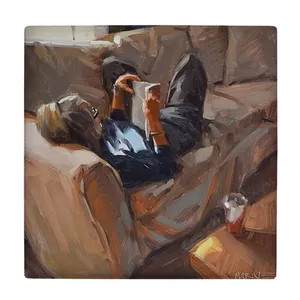 کاشی کارنیلا طرح دختر کتابخوان مدل لوحی کد klh1773