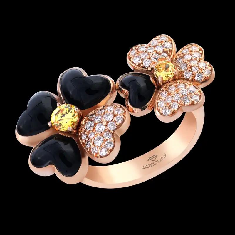 انگشتر طلا 18 عیار زنانه جواهری سروری طرح ون کلیف مدل 12506