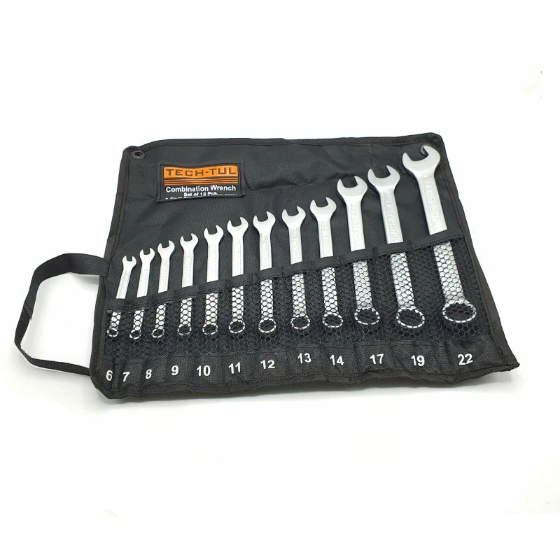 آچار یکسر تخت و یکسر رینگی تک تول کد TECH-TUL مجموعه 12 عددی