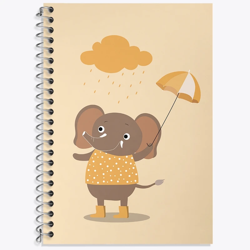 دفتر زبان 50 برگ خندالو مدل سه خط طرح فیل بامزه کد N951