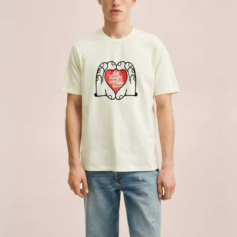 تی شرت آستین کوتاه مردانه مانگو مدل WT771LOV