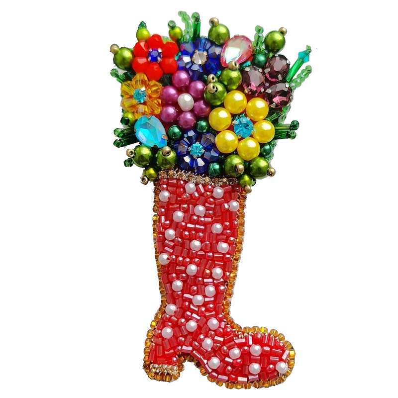 گل سینه زنانه مدل چکمه کریسمس C