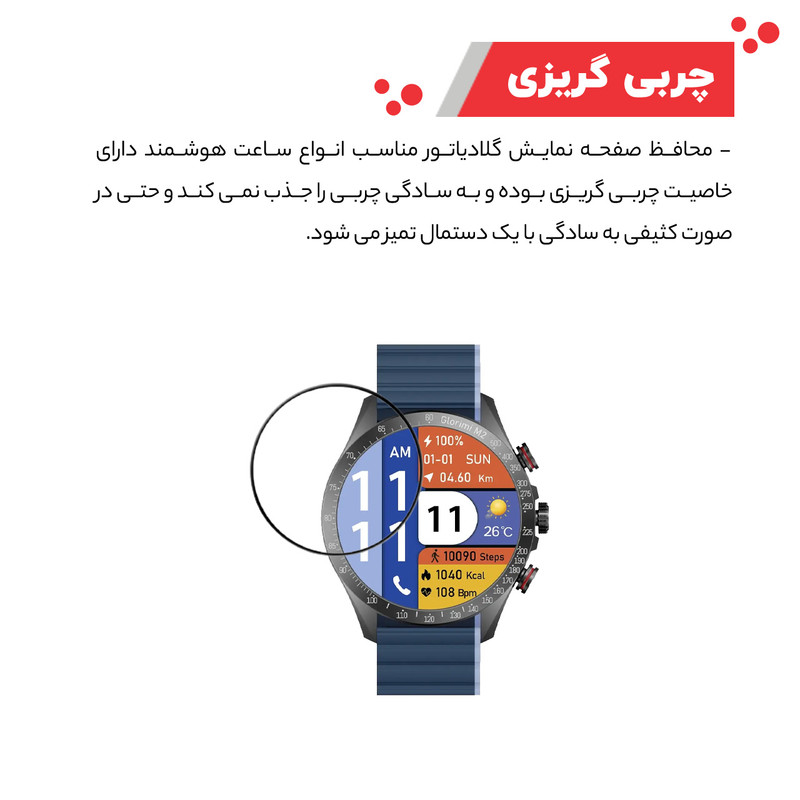 محافظ صفحه نمایش گلادیاتور مدل GWP3000 مناسب برای ساعت هوشمند گلوریمی M2 بسته سه عددی