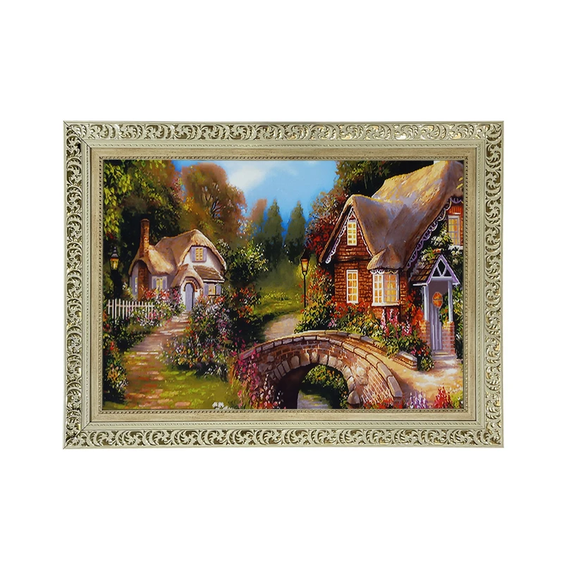 تابلو فرش ماشینی طرح دستبافت مدل کلبه جنگلی کد 7990