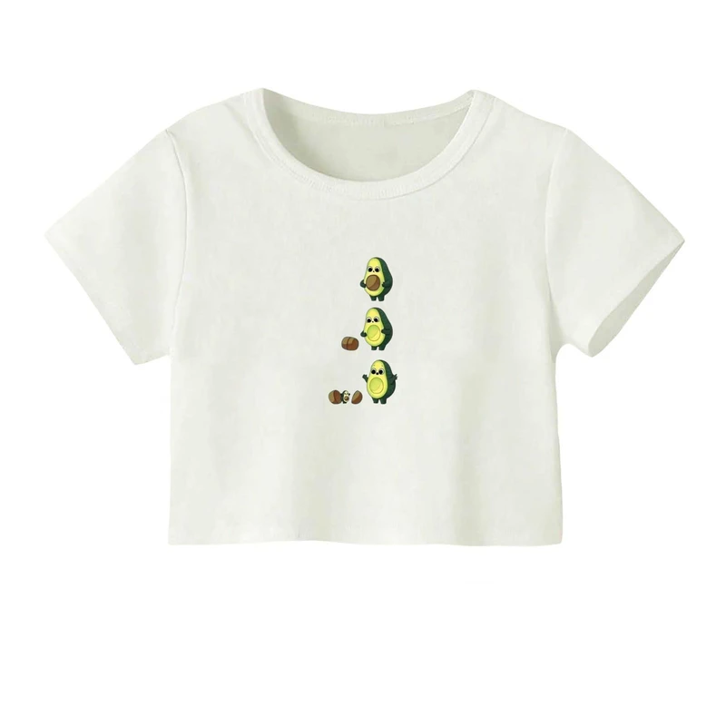 کراپ‌ تی‌شرت آستین کوتاه زنانه مدل آووکادو باردار