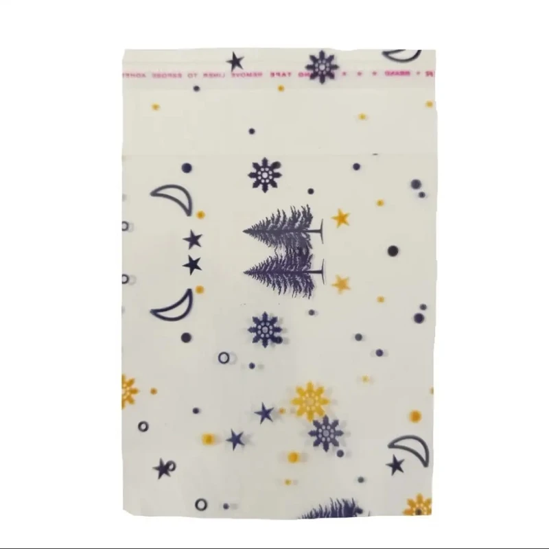 سلفون بسته بندی مدل لبه چسبدار طرح درخت کاج 7*7 بسته 25 عددی