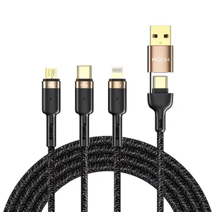 کابل تبدیل USB /USB-C به MicroUSB / USB-C / لایتنینگ راک مدل RCB0819 طول 1.2 متر