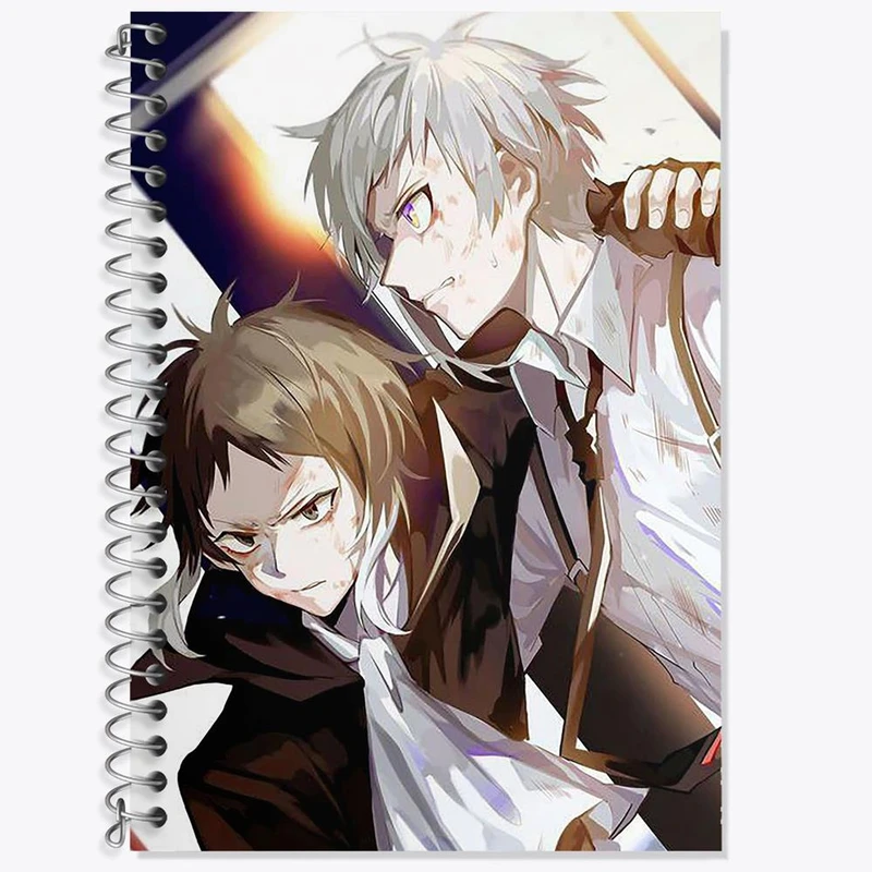 دفتر زبان 50 برگ خندالو مدل سه خط طرح آتسوشی و آکوتاگاوا انیمه سگ های ولگرد بانگو کد 15659