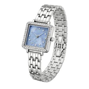 ساعت مچی عقربه‌ای کوارتز زنانه مدل لوکس قاب دور نگین بند استیل کد ۴