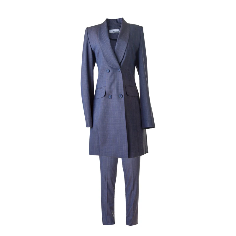 مانتو و شلوار زنانه مدل چهارخانه یقه آرشال چهار دکمه