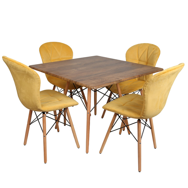 میز و صندلی ناهارخوری چهار نفره مدل ماهلین لمسه ای پایه ایفلی MCH