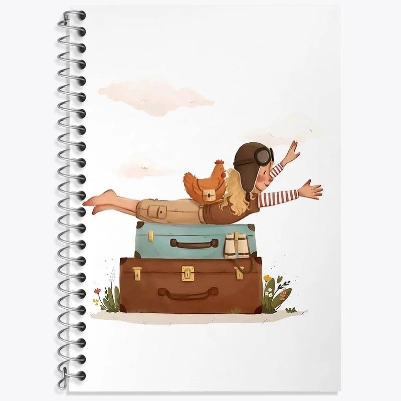 دفتر زبان 50 برگ خندالو مدل دو خط طرح دختر عشق پرواز کد N5643