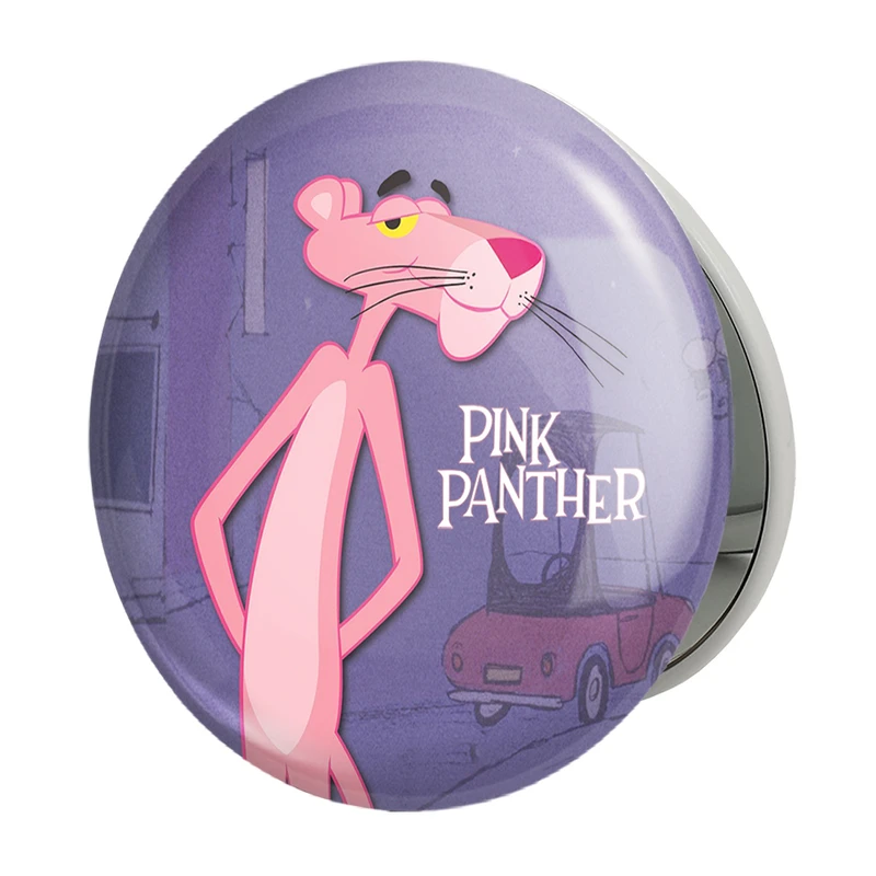 آینه جیبی خندالو طرح پلنگ صورتی Pink Panther مدل تاشو کد 1403 