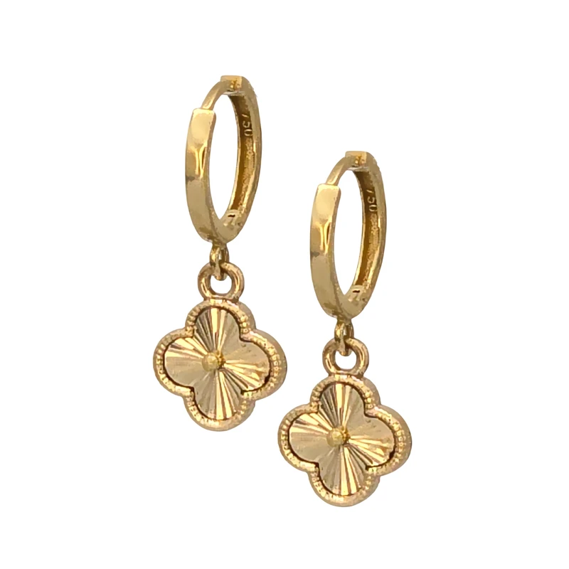 گوشواره حلقه‌ای طلا 18عیار زنانه گالری رحمانی مدل روکو طرح ونکلیف کد 011