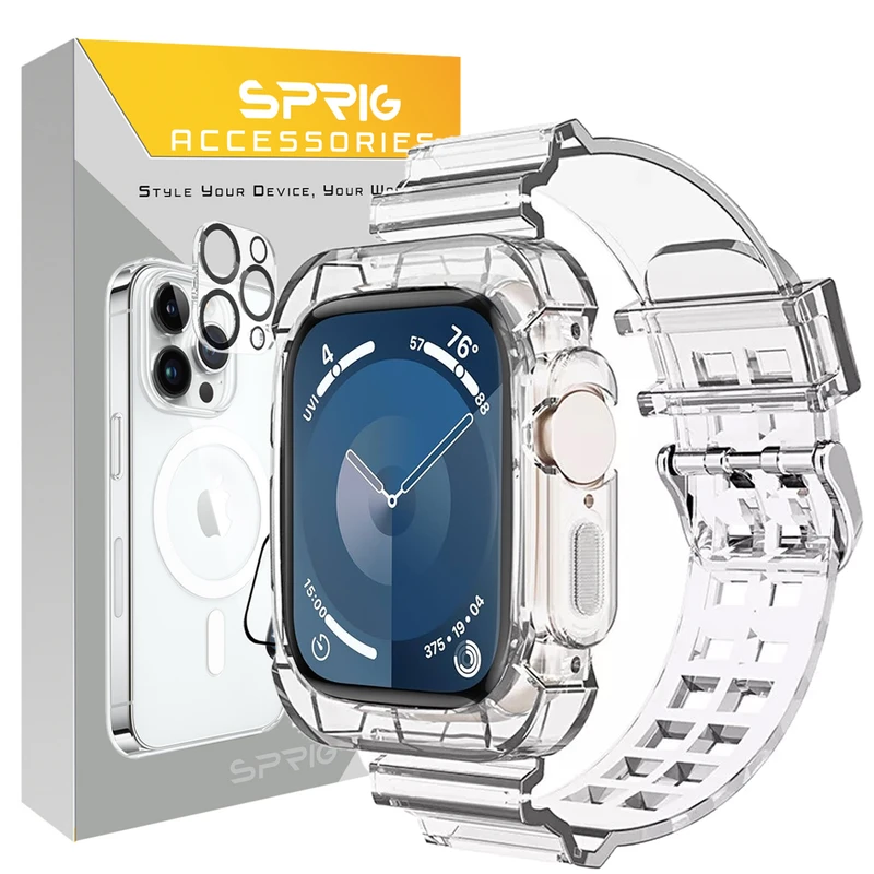بند اسپریگ مدل Clear Shock مناسب برای اپل واچ Series SE 2022 Aluminum Case 40mm / SE 2021 Aluminum Case 40mm / Series 5 40mm / Series 6 40mm / Series 4 40mm