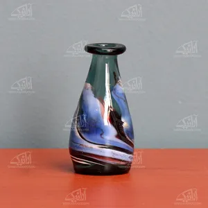 گلدان مینیاتوری شیشه گری با حرارت مستقیم‏ ‏ آبی‏ طرح ‏طوفان‏ مدل 1015900042