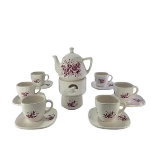 Purple Floral Ceramic Tea Set, 17-Piece (6 Person)
