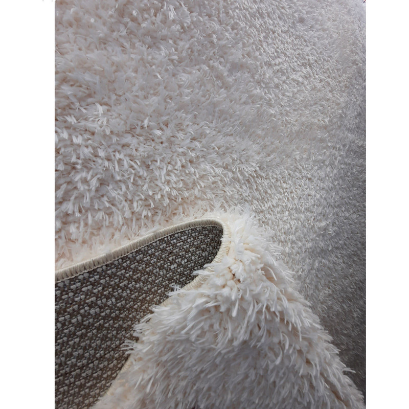 فرش ماشینی مدل شگی فلوکاتی زمینه کرم