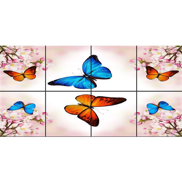 تایل سقفی آسمان مجازی طرح پروانه های رنگی کد 0111 سایز 60x60 سانتی متر مجموعه 8 عددی