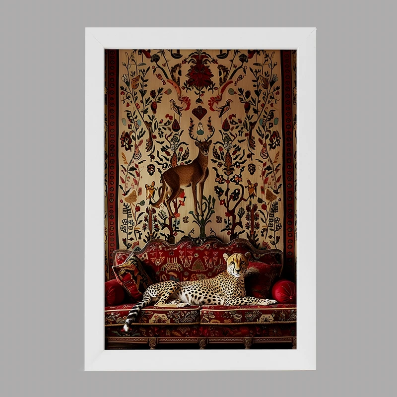 تابلو خندالو مدل پلنگ و نقش فرش کد F5057