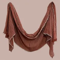 شال زنانه مدل پلیسه نخی ریشه دار کد 0083