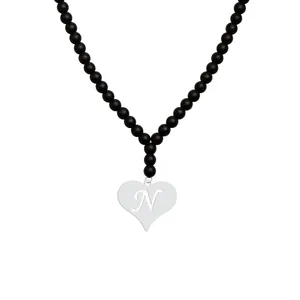 گردنبند نقره زنانه هایکا مدل قلب و حرف لاتین N کد n.ha1-242
