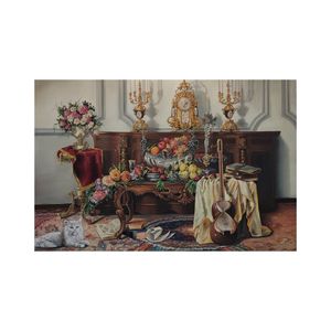 تابلو نقاشی رنگ روغن مدل میز کنسول  کد 001