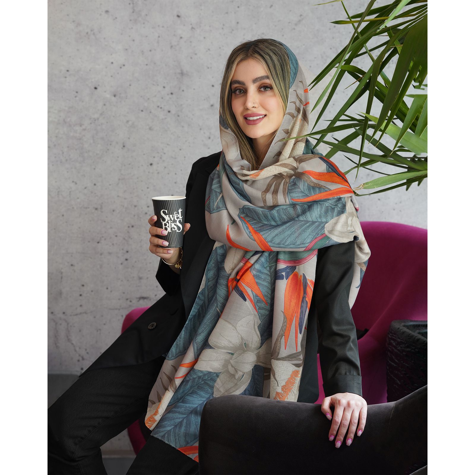 شال زنانه مدل نخی طرح پرنده بهشتی در پاییز کد ana-1502 -  - 14
