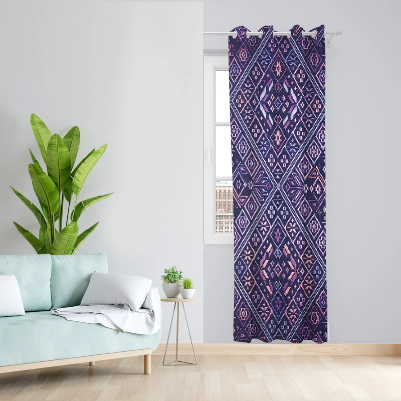 پرده طرح گلیم مدل مخمل پانچی کد 2606 z سایز 140x200 سانتی متر