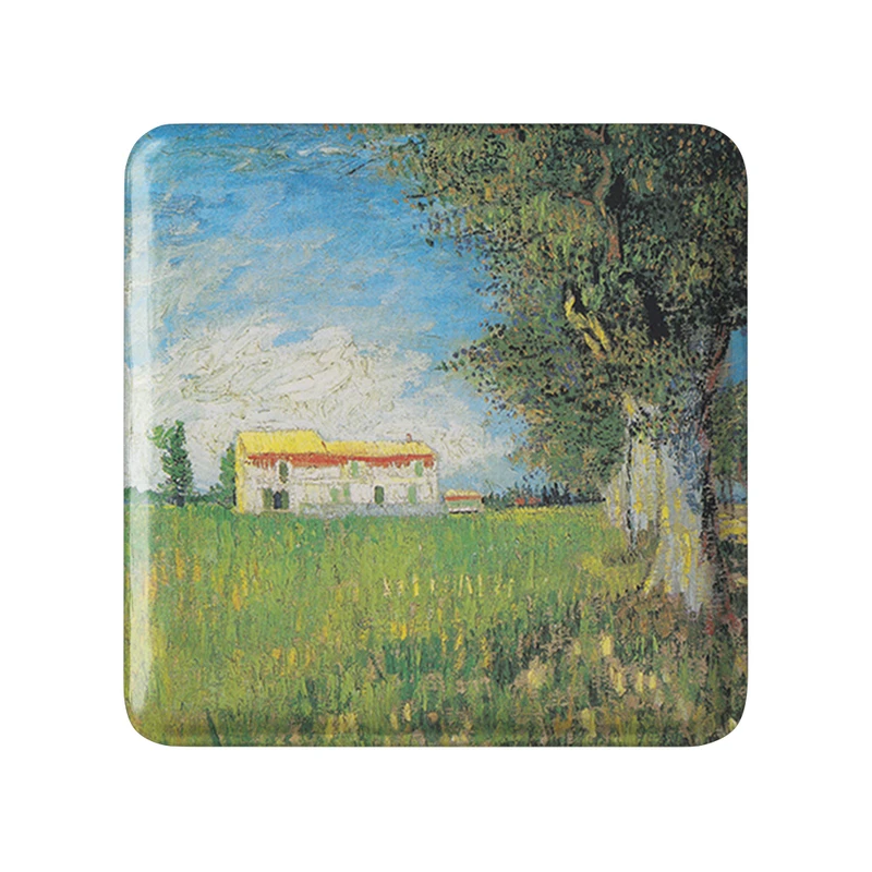 مگنت خندالو طرح خانه در مزرعه گندم ونسان ونگوگ (Van Gogh) مدل مربعی کد 36786