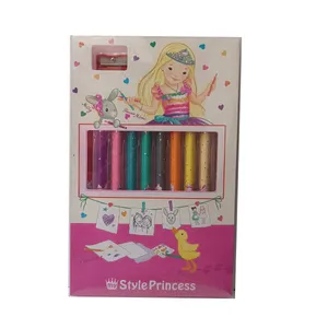 مداد رنگی 10 رنگ دیپچ مدل Style Princess به همراه تراش