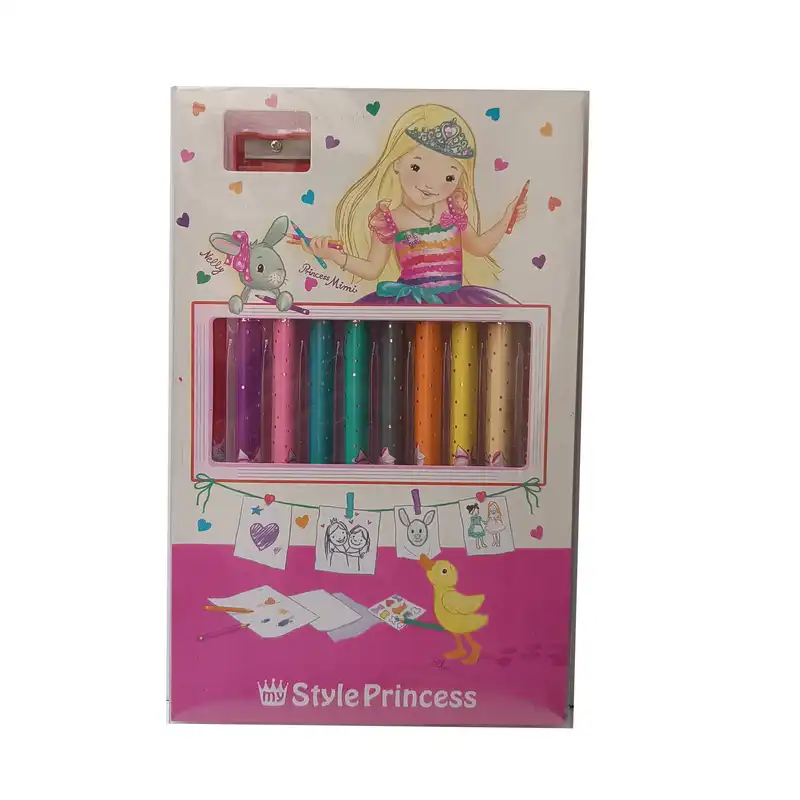 مداد رنگی 10 رنگ دیپچ مدل Style Princess به همراه تراش