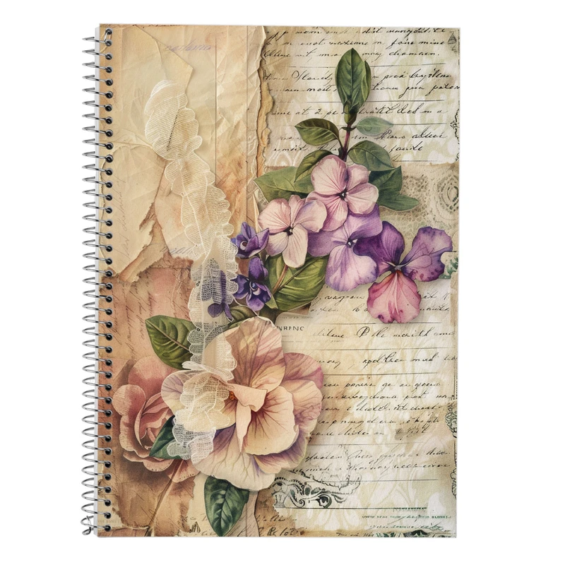 دفتر زبان 50 برگ مدوپد مدل دو خط طرح گل کد DF13362