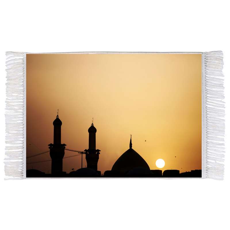 فرش ماشینی دیوارکوب اطلس آبی طرح حرم امام حسین مدل T2406 