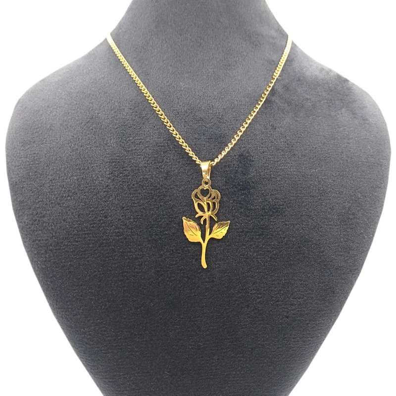 گردنبند زنانه دلبر مدل آویز استیل گل همیشه جاودان