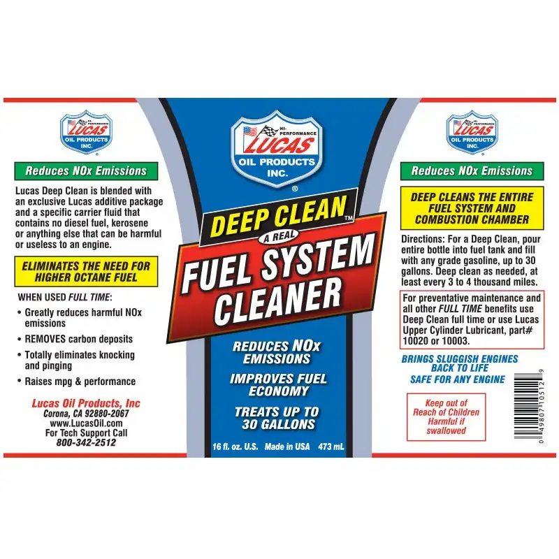 مکمل و تمیز کننده کامل سیستم سوخت لوکاس مدل Deep Clean حجم 473 میلی لیتر