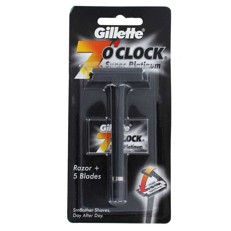 خود تراش مردانه ژیلت مدل super platinum 7o CLOCK به همراه تیغ یدک بسته 2 عددی خود تراش مردانه ژیلت مدل super platinum 7o CLOCK به همراه تیغ یدک بسته 2 عددی