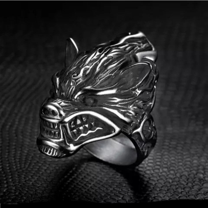 انگشتر مردانه مدل گرگ تمام استیل